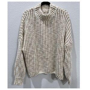POL Crochet/Knitted Mock Neck Sweater